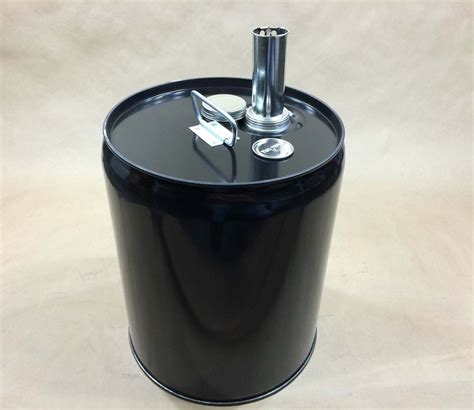 5 Gallon Black Steel Pail with Screw Cap and Push/Pull Spout