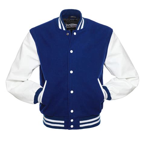 Jacketshop Jacket Royal Blue Wool White Leather Varsity Jacket