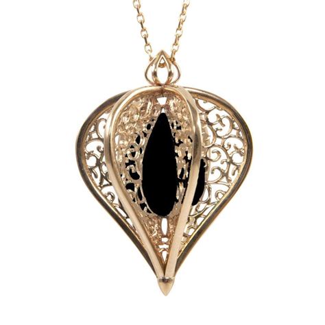 Rebecca Sellors Whitby Jet Necklace Flore Gold Vermeil | Pendant, Gold ...