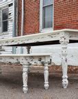 White Farmhouse Dining Table & Bench with Distressed Legs | Hazel Oak Farms