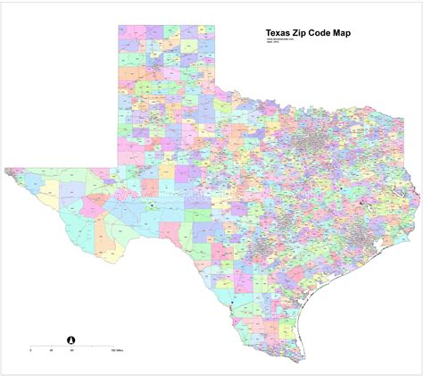 the texas zip code map is shown