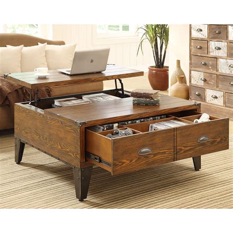 Lift Top Coffee Table With Storage Drawers • Display Cabinet