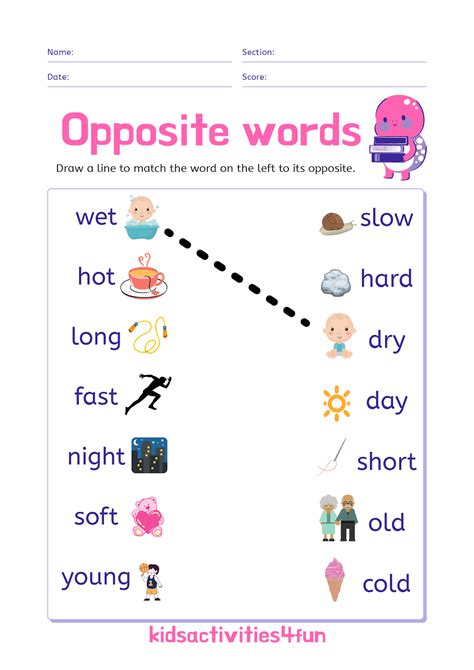 44+opposite words for kids worksheet |Learn English opposite words