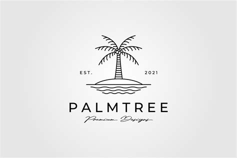 Palm Tree Line Art Logo Minimalist Graphic by lawoel · Creative Fabrica