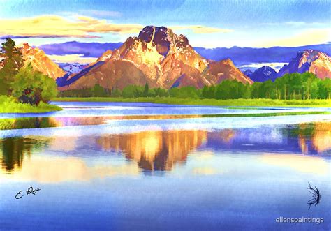 "Mountain-landscape Watercolor" by ellenspaintings | Redbubble