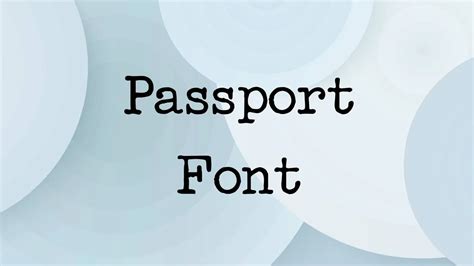 Passport Font Free Download