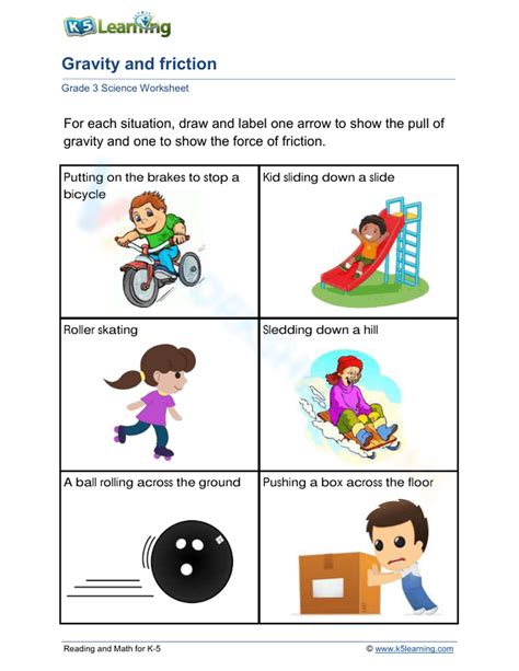 Friction And Gravity Worksheet Grade 6