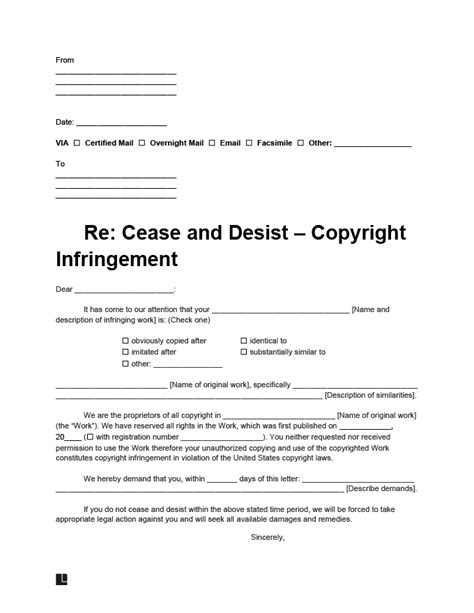 Copyright Cease And Desist Letter For Your Needs - Letter Template ...