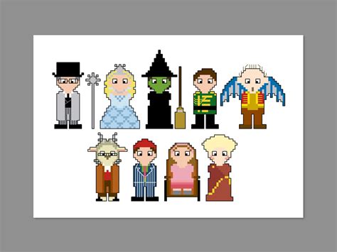 Wicked Musical Pixel People Character Cross Stitch PDF PATTERN