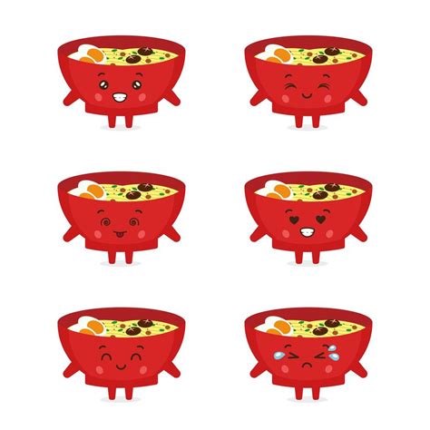 Cute Ramen Character with Various Expression 1963565 Vector Art at Vecteezy