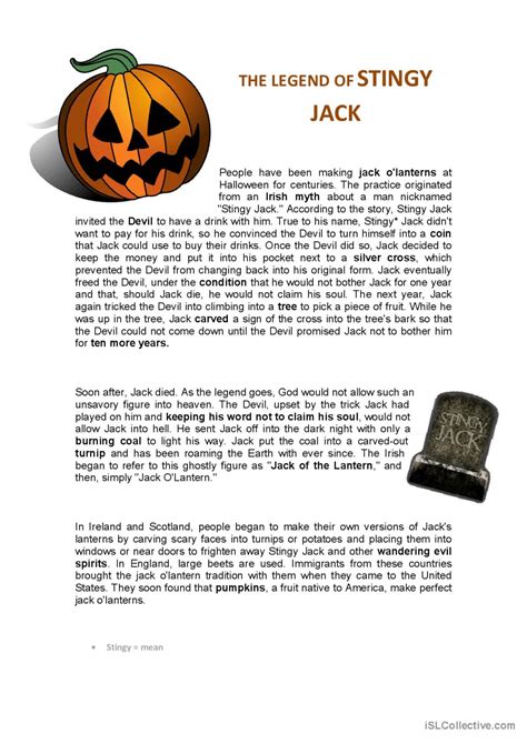 History of the Jack´o´Lantern: Français FLE fiches pedagogiques pdf & doc