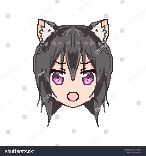 Pixel Art Anime Girl Face Boy Stock Vector (Royalty Free) 1364793854 | Shutterstock