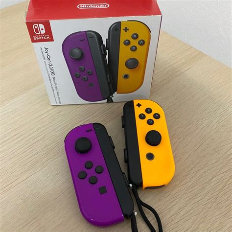 Joycon Nintendo Switch Original Neon Purple Neon Orange, Video Gaming ...