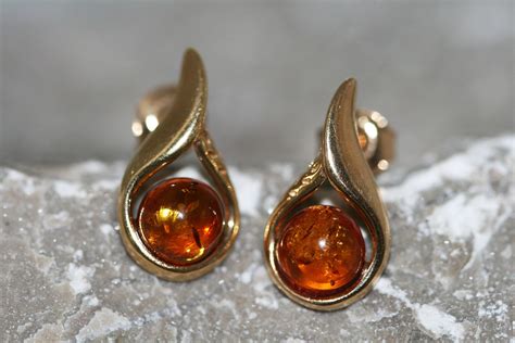 Amber & Gold. Baltic amber earrings, gold earrings. Perfect gift for her. Amber jewelry ...