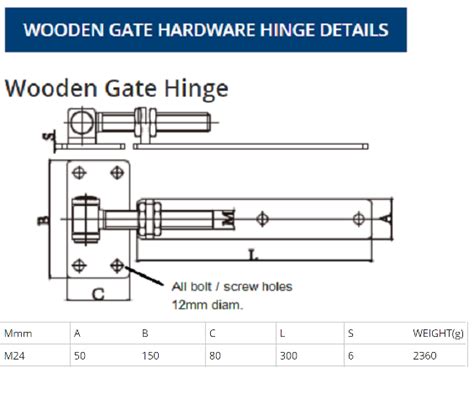 Black Timber Gate Hinges, Set of 2 Adjustable Heavy Duty Top & Bottom Hinge