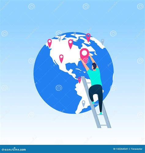 Worldwide Travel Destinations Flat Vector Concept Stock Vector - Illustration of route, journey ...