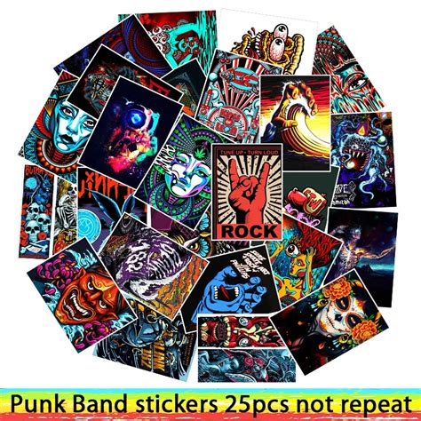 25pcs Punk Rock Band Style stickers For Luggage Laptop DIY Poster Decals Stickers waterproof ...