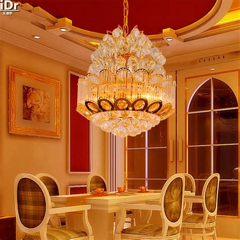 gold round crystal lamp living room bedroom cozy restaurant LED lighting lamps Chandeliers high ...