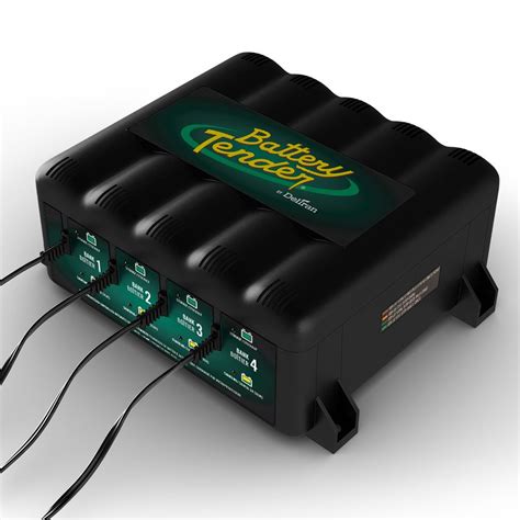 Battery Tender 4 Bank 12V, 1.25 AMP Battery Charger 022-0148-DL-WH - Charges 4 Batteries ...