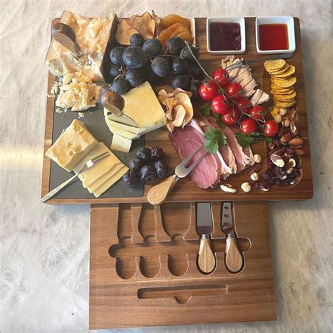 Charcuterie Board Set (11pcs) – Cheese Board Set with Extra Large Charcuterie Board, Knife ...