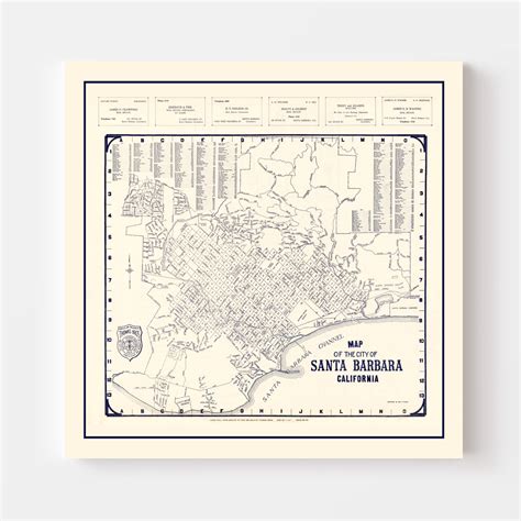 Vintage Map of Santa Barbara, California 1920 by Ted's Vintage Art