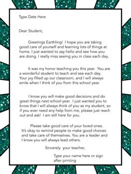 10 Editable Goodbye Letters to Student from Teacher 2020 Home Learning