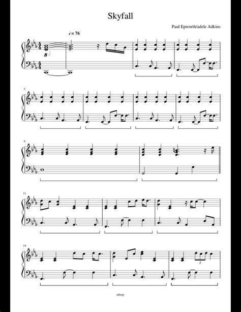 Skyfall sheet music for Piano download free in PDF or MIDI