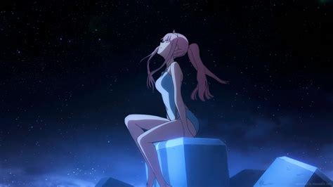 Zero Two Watching Stars Night Sky Darling In The Franxx Live Wallpaper ...