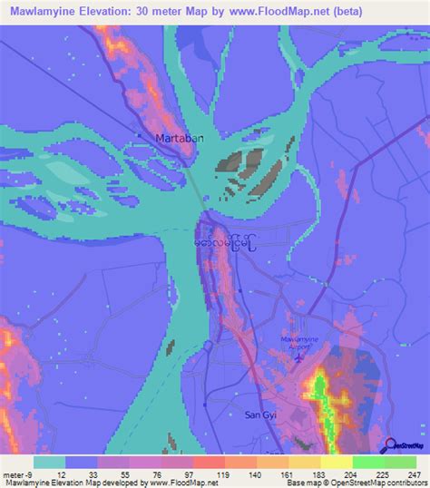 Elevation of Mawlamyine,Myanmar Elevation Map, Topography, Contour