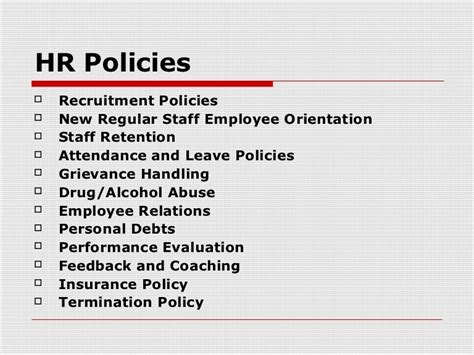 Human resource policies