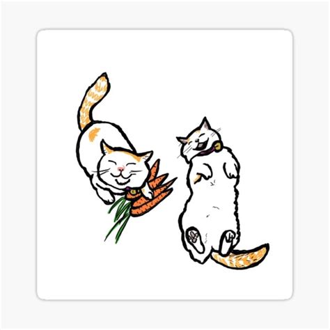 "Happy Cat with a carrot meme" Sticker by michli | Redbubble