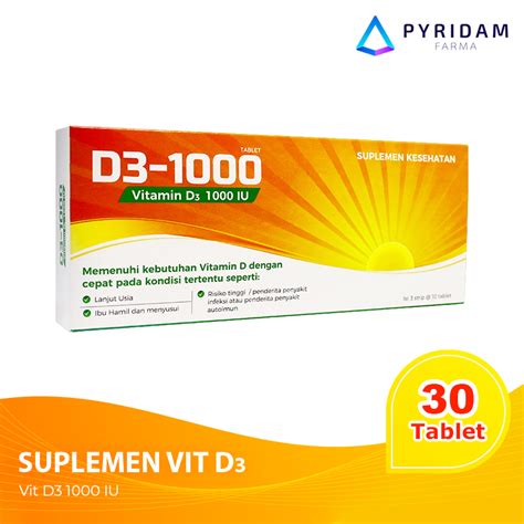 Jual D3-1000 Suplemen Vitamin D3 - 30 Tablet - Pyfa Health