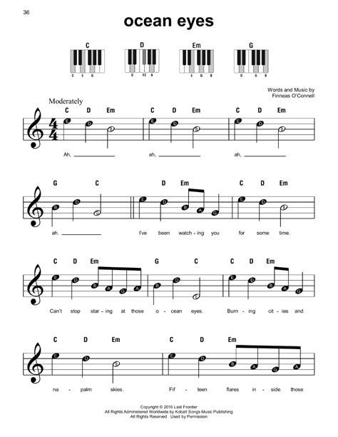 ocean eyes Sheet Music | Billie Eilish | Super Easy Piano | Sheet music ...