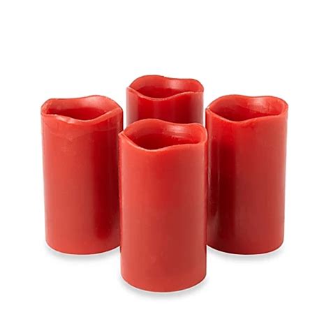 Loft Living Flameless LED Pillar Candles with Timer in Red (Set of 4 ...