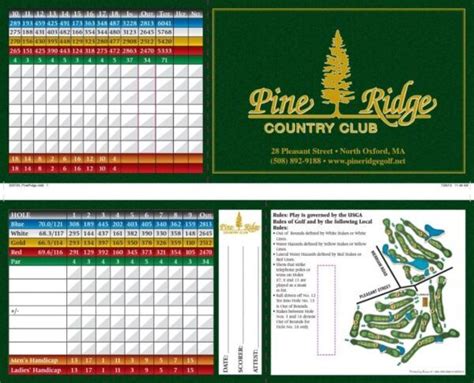 Scorecard/Course Layout | Pine Ridge Country Club