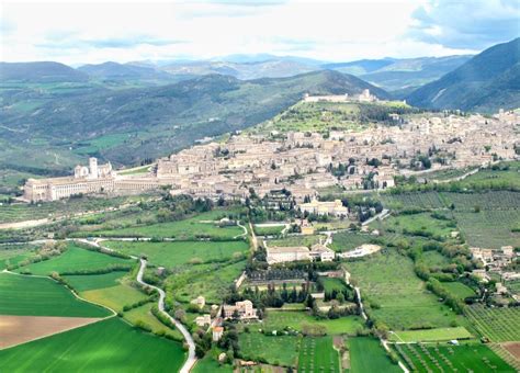 Aerial view of Assisi from a helicopter | Velvet Escape