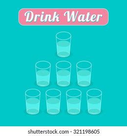 Drink 8 Glasses Water Healthy Lifestyle Stock Vector (Royalty Free ...