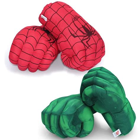 13'' Incredible Hulk Smash Hands or Spider Man Plush Gloves Performing ...