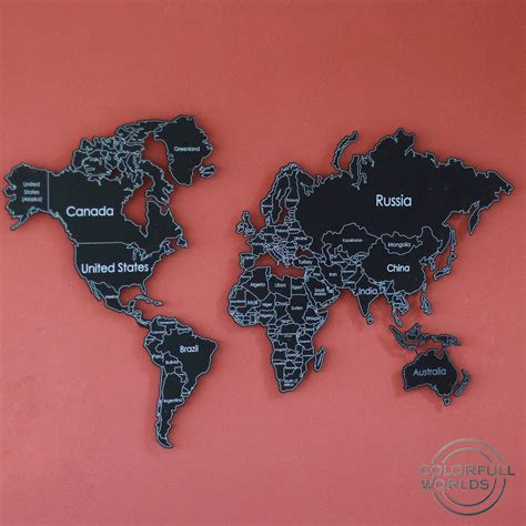 3D Metal World Map https://etsy.me/3eBprWv #3dmetalworldmap #anniversary #metalmap # ...