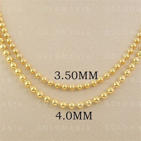 14K Solid Yellow Gold Ball Chain Necklace 18 20 - Etsy