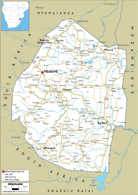 Eswatini (Swaziland) Map (Road) - Worldometer