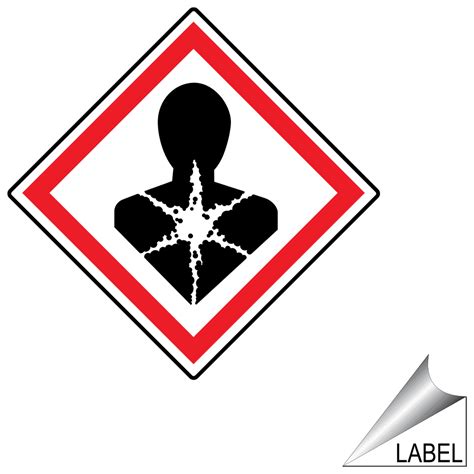 Chemical Ghs Health Hazard Symbol Label / Sticker - White Reflective