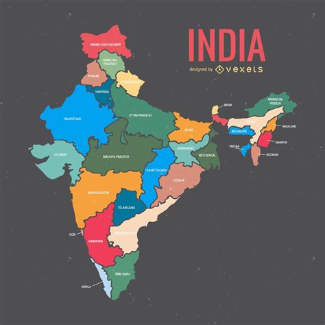 India Map With States Vector Download