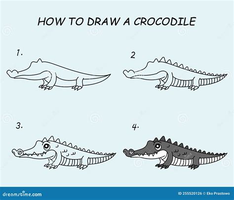 Step by Step To Draw a Crocodile. Drawing Tutorial a Crocodile. Drawing Lesson for Children ...