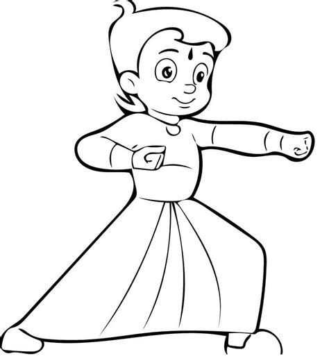 Chhota Bheem Trainning Coloring Page - Free Printable Coloring Pages for Kids