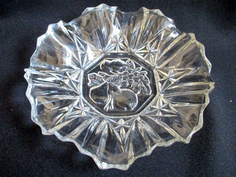 Pressed Glass Handkerchief Edge Bowl Brilliant Glass Candy Dish Serving Dish Fancy Trinket Dish ...