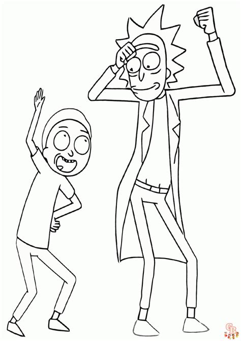 დასაბეჭდად Rick and Morty საღებარი გვერდები უფასო ბავშვებისთვის და მოზრდილებისთვის