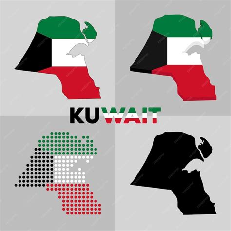 Premium Vector | Outline map of Kuwait. Borders and flag of the country ...