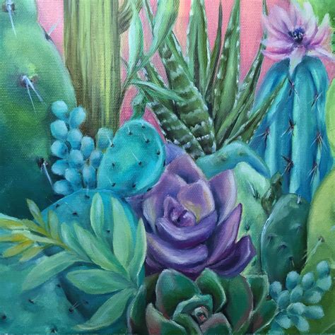 Large cactus print |succulent artwork|Cactus painting|Cactus print set|Original cactus art oil ...