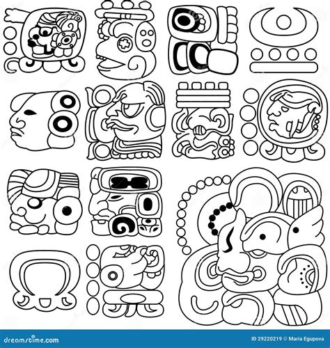 Mayan hieroglyphs stock vector. Illustration of sacrifice - 29220219